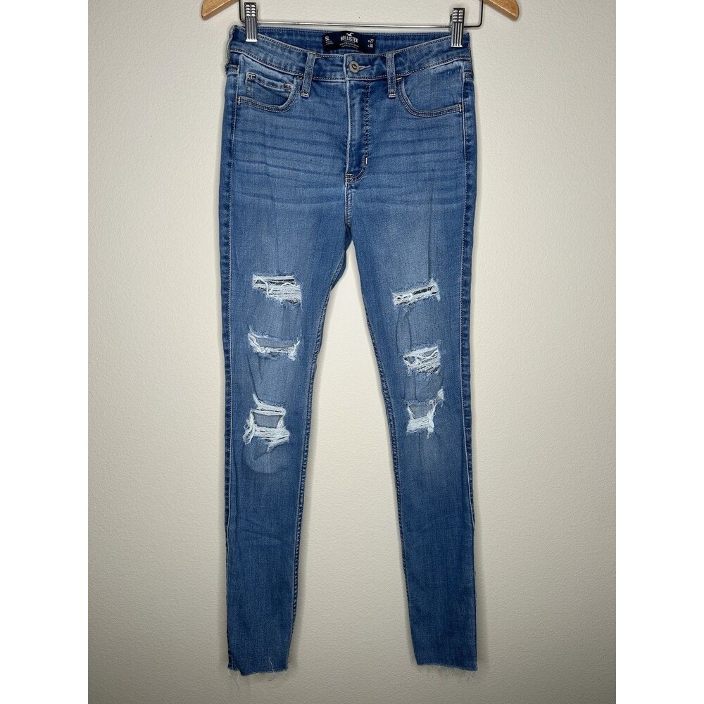 Hollister Juniors Size 5L W 27 L 30 High Rise Super Skinny Distressed Jeans